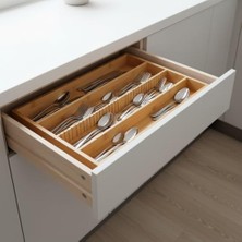 Trendy Pazars Bambu Çekmece Içi Düzenleyici (37.5X25X4 Cm) | 4 Bölmeli, Hareketli Ayırıcılar | Kaşıklık, Dikiş, Ofis ve Mutfak Organizeri
