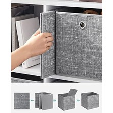 Trendy Pazars Saklama Kutusu, 6'lı Set, Saplı Dokusuz Kumaş Düzenleme Kutuları, Kutu Saklama, 26 x 26 x 28 Cm, Küp Raf, Katlanır Kutu, Kıyafet Saklama Için, Gri Alacalı RFB026G01