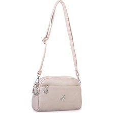 Nas Bag Kadın Günlük Sade Şık Çok Gözlü Çapraz Çanta (23X14 Cm) Kum Victoria