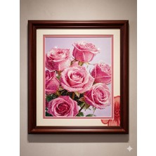 Liva Craft Elmas Mozaik Tablo, 50X40CM Pembe Güller Boncuk Yapıştırma Kiti