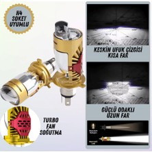ŞüsCarOto Aksesuar H4 Lazer Mercekli Ufuk Çizgili Far Ampulü Otomobil Araç Motosiklet Uyumlu Profesyonel Mini Projektör LED Beyaz LED Xenon Lamba Şimşek Etkili Uzun Kısa 2 Adet 40W 12/24V