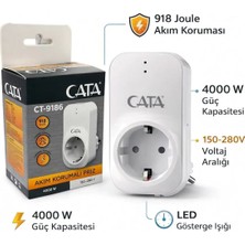 Cata Akım Koruma Prizi 9186 Beyaz Aşırı Akım Koruma Özelliği