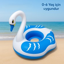 Çocuklar Için Gölgelikli  Desenli Şişme Deniz Simidi Hafif Renkli Eğlenceli Oturaklı 80CM 0-6yaş