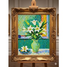 Liva Craft Elmas Mozaik Tablo, 30X40CM Vazodaki Zambak Boncuk Yapıştırma Kiti