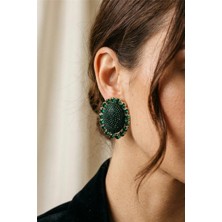 Petek Aksesuar Oval Akrilik Taşlı Küpe 5 Cm.