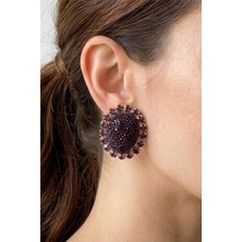 Petek Aksesuar Oval Akrilik Taşlı Küpe 5 Cm.