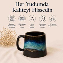 Mions North El Yapımı Stoneware Premium - Mavi/siyah Kahve & Çay Kupası
