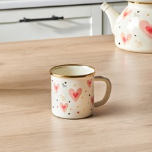 Karaca Kalp Detaylı Pink Love Emaye Kupa 350 ml