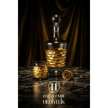 Kapaklı Bardaklı Karaf Seti | Cam Şerbet Takımı 8 Parça | Lüks Gold Bardaklı Karaf Takımı | Zemzem Sunum Seti