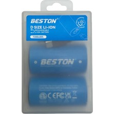 Beston D Boy (Büyük Boy) Type-C Şarj Edilebilir Lityum Pil 1.5V 7200MWH - 2'li Set ve Kablo