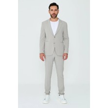 White Stone Açık Gri Mono Yaka Drop 6 Regular Fit Spor Takım Elbise