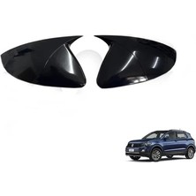 Ekolmaks Volkswagen T-Cross Batman Yarasa Ayna Kapağı Piano Black / 2017 Sonrası