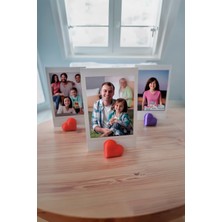 Woop Media Kalpli Fotoğraf Tutucu (4’lü Set) | 3D Baskı Dekoratif Not & Fotoğraf Standı | Mor & Kırmızı