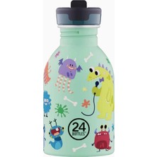 24 Bottles Kids Bottle Spooky Friends Pipetli Paslanmaz Çelik Çocuk Su Matarası 250 ml