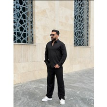 Peerless Store Kendinden Desenli Seul Kumaş Gömlek & Pantolon Takım