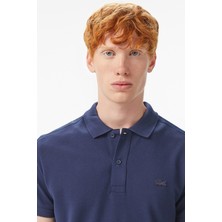 Lacoste Men's Regular Fit  Polo T-Shirt Erkek Şerit Detaylı Polo Yaka Tişört Lacivert