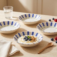 Güral Porselen Kayısı Desenli 20 cm 4lü Çukur Tabak Seti