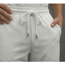 Chef Dikişi Beyaz Beli Bağcıklı Erkek Şef Pantolonu