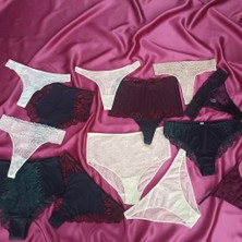 Bonbon Kadın Çeyizlik Ve Bohçalık 10'lu Paket Karışık Renk Hipster String Tanga Checky Brazilian Külot BB2471