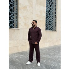 Peerless Store Kendinden Desenli Seul Kumaş Gömlek & Pantolon Takım