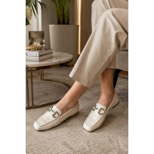 Renkli Butik Kadın Loafer Makosen Metal Tokalı Rugan Günlük Ayakkabı