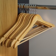 Vercetti Store 10 Adet Lüks Doğal Ahşap Vernikli Pantolon Elbise Askısı