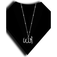 Roxx Jewellery 925 Ayar Gümüş Top Zincir Zirkon Taşlı Allah Kadın Kolye