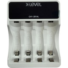 X-Level CH1-201AL 4 Yuvalı LCD Ekranlı Akıllı Pil Şarj Cihazı (Aa Kalem ve Aaa Ince Pil Uyumlu)