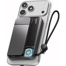 Sharge Icemag 3 Soğutucu Fanlı Standlı 10000 Mah Qi2 25W Magsafe Uyumlu Şeffaf Powerbank, Dahili Kablolu Hızlı Şarj Cihazı