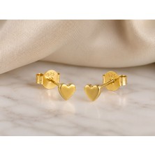 Silver Hunters 925 Ayar Gümüş Kalp Çivi Küpe Gold (Altın) Renk Gümüş Kalp Kadın  Çivi Küpe