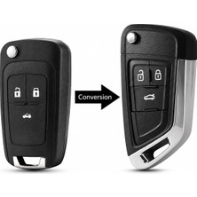 Autohan Keys Opel Astra J ve Insignia Için 3 Butonlu Çevirici Sustaıı Kumanda Kabı, Siyah