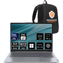 Lenovo Thinkbook 14 Gen 7 Core Ultra 5 125U 80GB Ram 512GB SSD 14" Fhd+ WIN11 Home 21MR0095TRP387 Notebook + Per4 Çanta