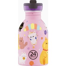 24 Bottles Kids Bottle Meow Friends Pipetli Paslanmaz Çelik Çocuk Su Matarası 250 ml