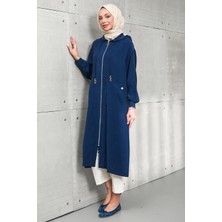 İmaj Butik Lacivert Fermuarlı Kapüşonlu Kap