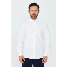White Stone Beyaz Dynamic Fit Erkek Uzun Kollu Gömlek