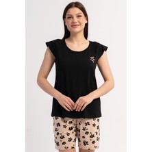 Vienetta Pamuklu Kadın Kısa Kol Şortlu Pijama Takım, 601065