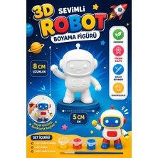 Haydi Dekor 3D Sevimli Robot Boyama Figürü Seti 8 cm – Çocuklar Için Akrilik Boya ve Fırçalı Eğitici Hobi Oyuncağı – Robot Temalı Boyanabilir Dekoratif Figür Etkinlik Seti