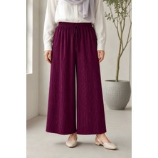 İmaj Butik Mürdüm Bel Lastikli Gofre Pantolon