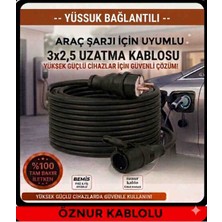 DC-ELEKTRO Öznur Kablolu Evde Araç Şarjı Uyumlu 3-40 Metre (3x2.5 mm Ttr Tam Bakır) (3.5kw - 16AMPER) Bemis Kauçuk Fişli  Uzatma Seyyar