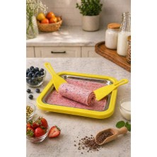 Cotswold Sarı Ev Tipi Rulo Dondurma Tepsisi Seti | Frozen Roll Ice Cream Makinesi | Spatulalı Buzlu Dondurma Yapma