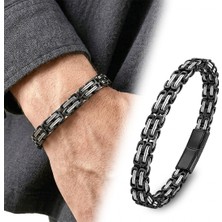 Alza Çiftli Kral Model Erkek Çelik Bileklik 20 Cm/4 mm - Kadife Hediye Kutulu - Premium Kalite