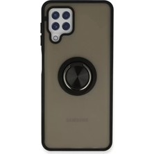 Aslanoğlu Store Newface Samsung Galaxy A22 Kılıf Montreal Yüzüklü Silikon Kapak - Siyah