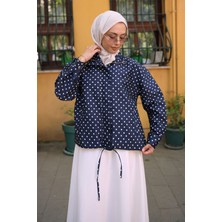 İmaj Butik Lacivert Fermuarlı Puantiyeli Ceket