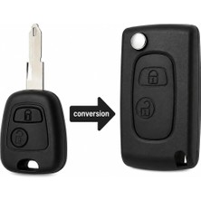 Autohan Keys Peugeot 107, 207, 307, 407, 106, 206, 306, 406 ile Uyumlu Katlanır Yale Dönüşüm Çevirici Anahtar Kabı