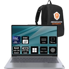 Lenovo Thinkbook 14 Gen 7 Core Ultra 5 125U 48GB Ram 512GB SSD 14" Fhd+ WIN11 Home 21MR0095TRP377 Notebook + Per4 Çanta