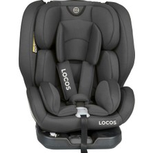 locos 360 Derece Dönebilen Izofix Destekli (0-36) kg Çocuk Oto Koltuğu Gri