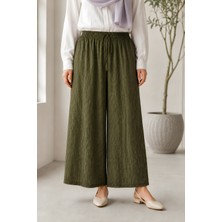 İmaj Butik Haki Bel Lastikli Gofre Pantolon