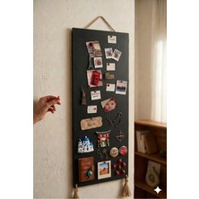 Hobialem Magnet Panosu , 30X90CM Mıknatıslı Siyah Pano, Jüt Halatlı, Dekoratif Hatırlatma Panosu