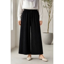 İmaj Butik Siyah Bel Lastikli Gofre Pantolon