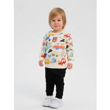 Luggi Baby Bisiklet Yaka Baskılı Erkek Bebek Sweatshirt ve Eşofman Alt 2'li